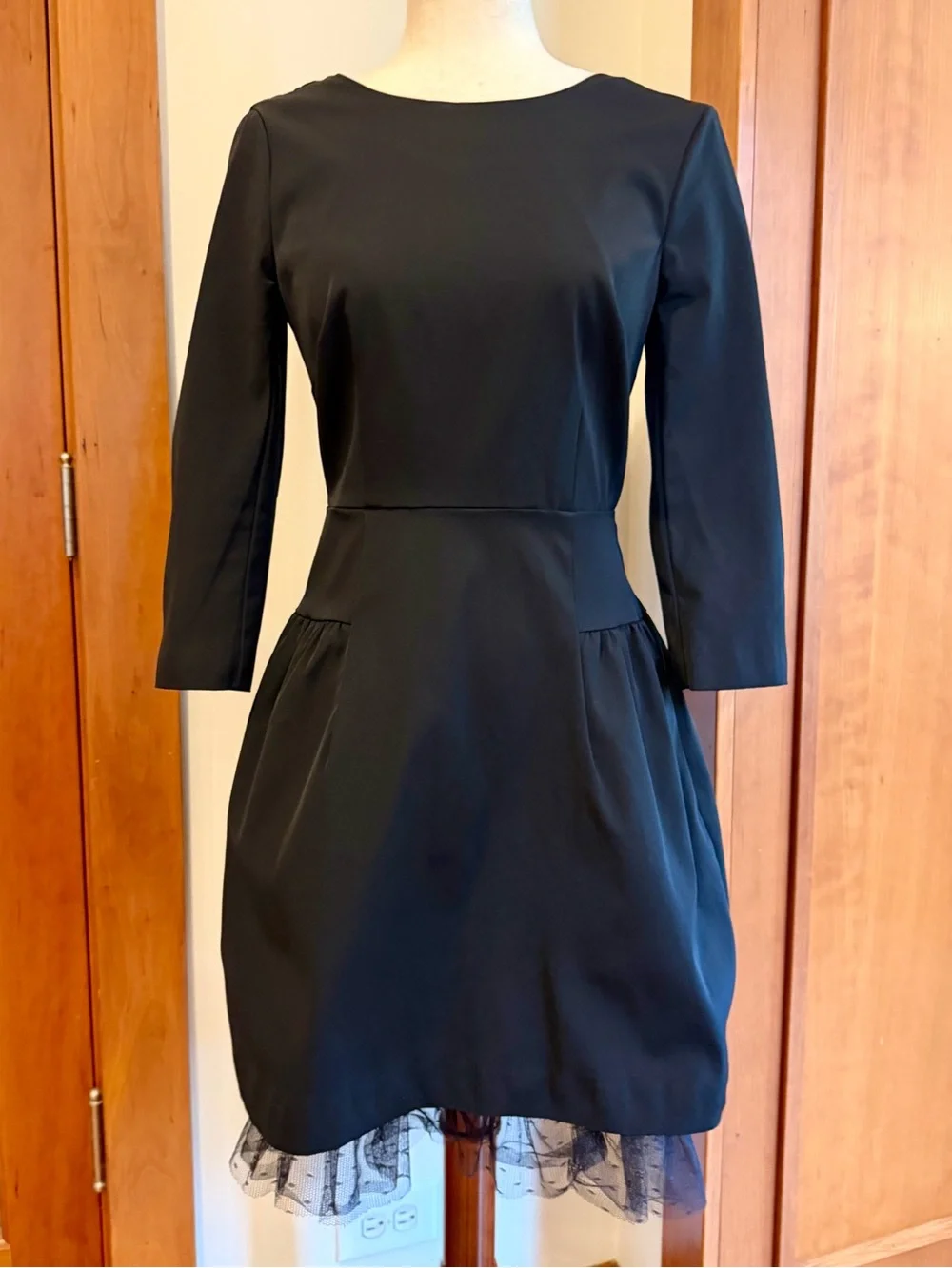 J. Crew Black Fit-and-Flare Mini Dress with Tulle Hem